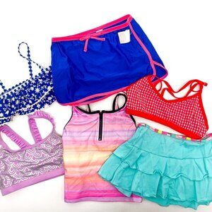 Cat & Jack Girls Bathing Suit Bikini Swimsuit Swim Skirt Tops Bundle Medium 7-8